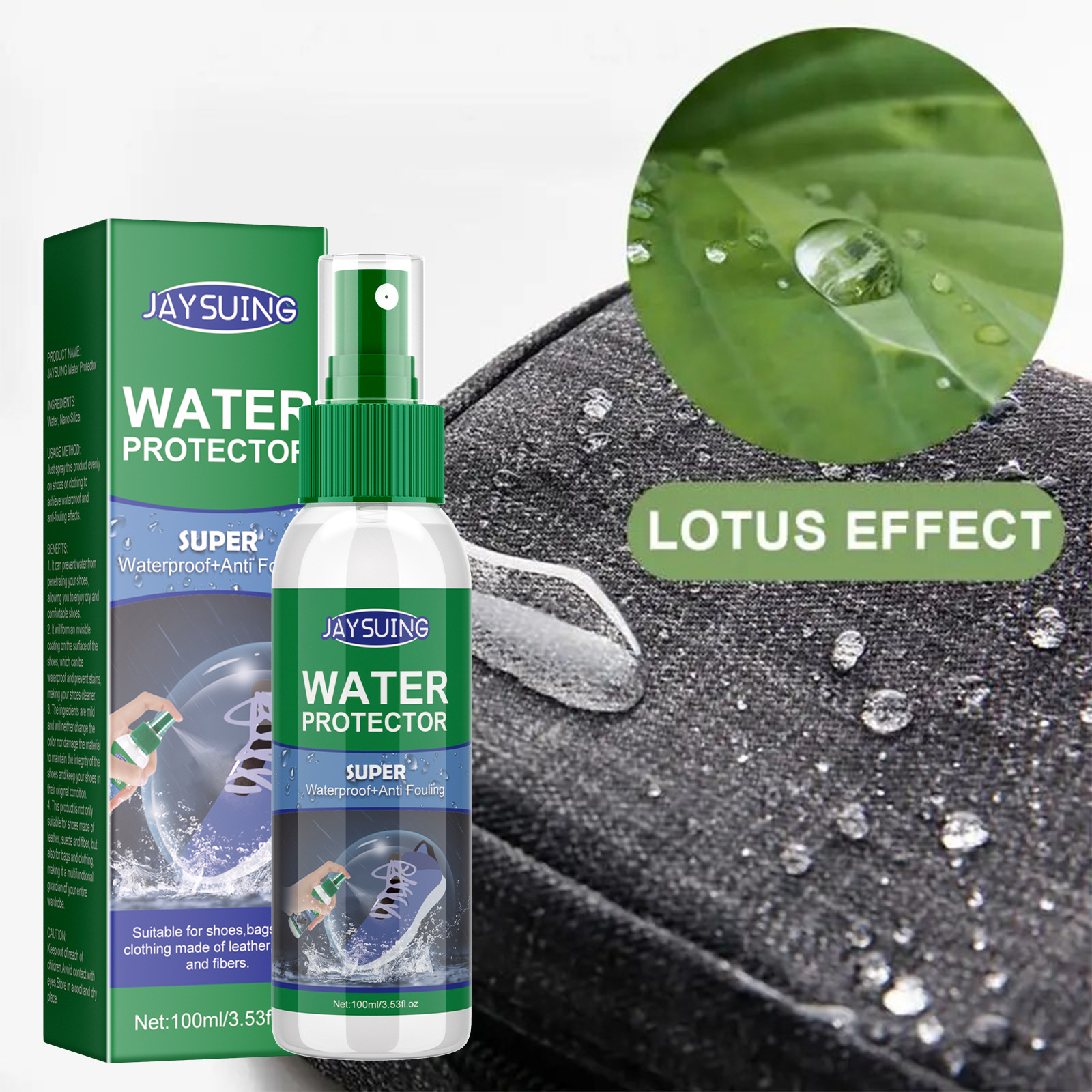 Jaysuing zapatos spray impermeable botas de cuero hidrófobas limpieza anti-mancha suciedad spray portátil inodoro