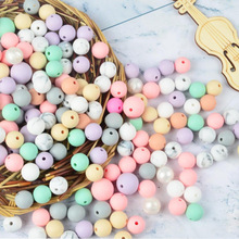 硅胶珠糖果色儿童串珠笔散珠手链项链饰品配件圆形硅胶珠子批