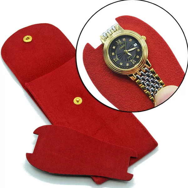 High-Quality Specific Bead Velvet Snap Watch Bag Mechanical Watch Cover Anti-Scratch Portable Thickened Double-Sided Watch Cloth Bag