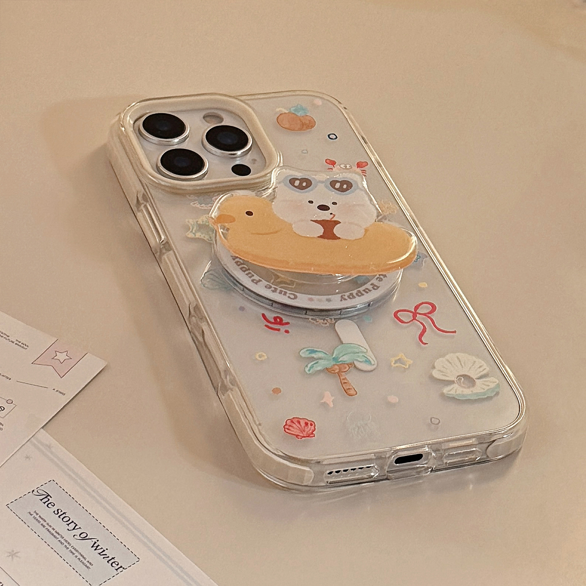 Magnetic Transparent Phone Case For Iphone With Glitter Holder_voghion.com