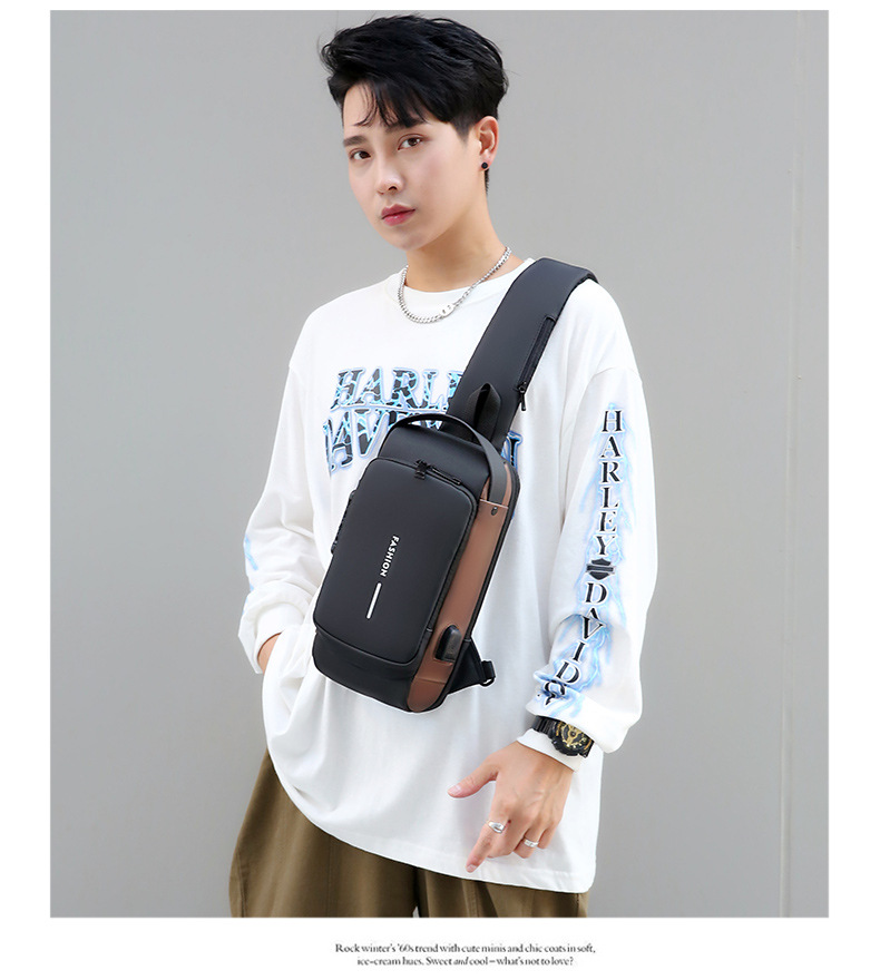 Men's Chest Bag Password Lock Anti-theft Cycling Bag Casual Outdoor Running Travel Waist Bag Shoulder Crossbody Sports Backpack