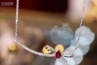 Spot explosions water Shell Factory wholesale 18K gold pendant natural diamond water drop ruby butterfly necklace New