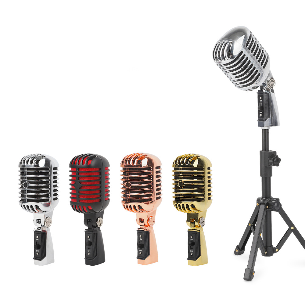 Suministro directo de fábrica etapa rendimiento clásico retro bobina móvil micrófono estrella etapa antiguo nostálgico micrófono de metal