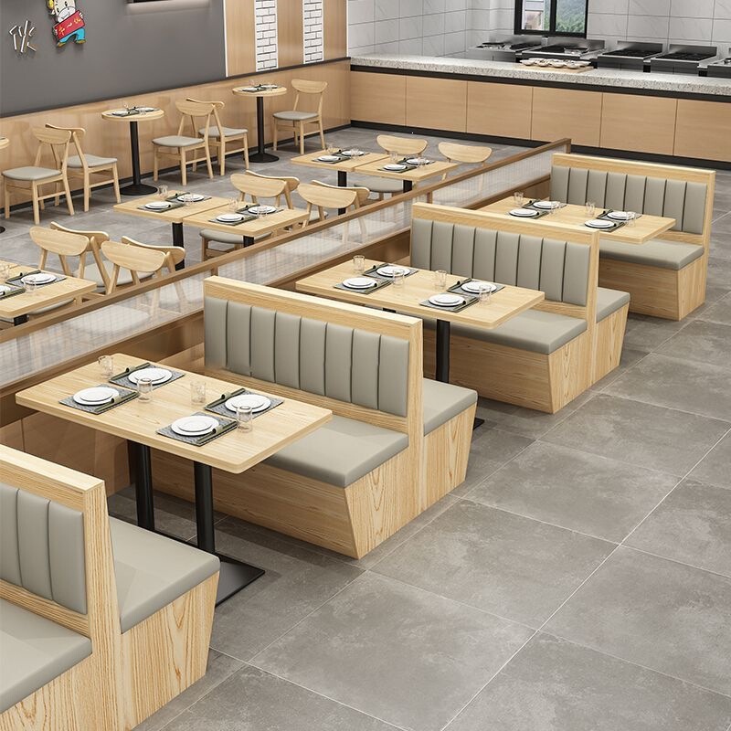 Restaurant tables and chairs, simple cafe milk tea dessert wall-mounted booth sofa, hamburger snack fast food restaurant table and chair set
