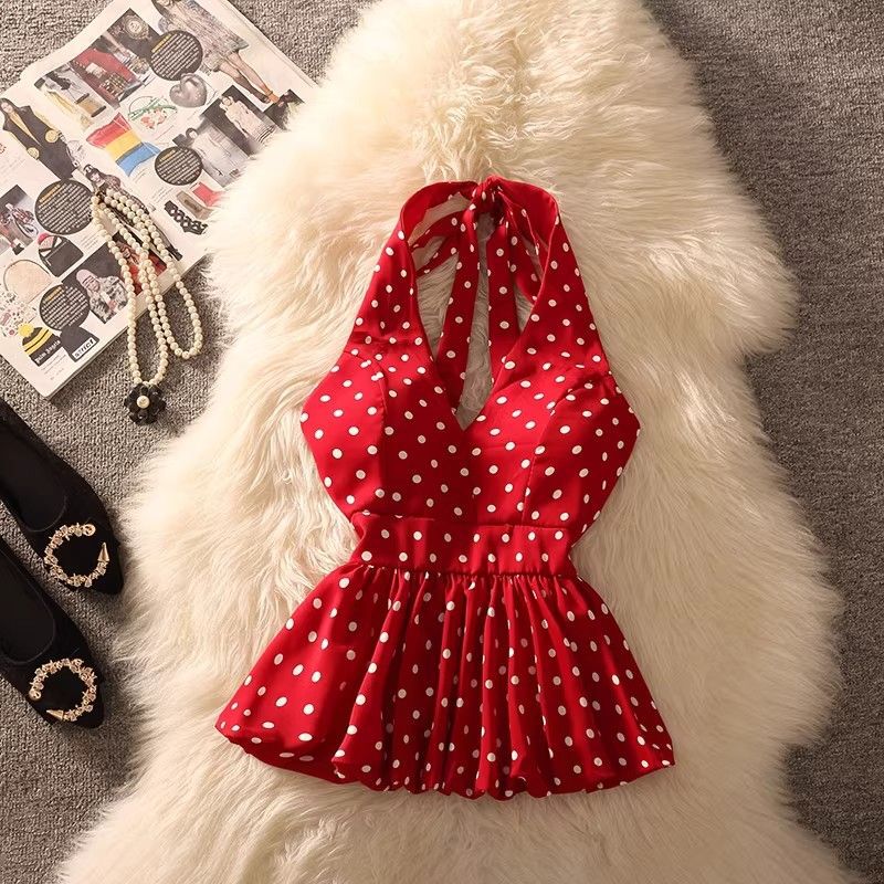 Dopamine sweet and spicy yellow floral tank top, hot girl summer top, new style with tie-neck, gathered hem, sleeveless camisole