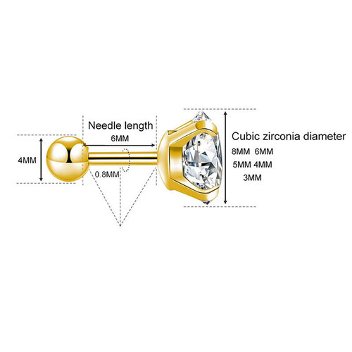 Cross-border ear stud stainless steel zirconia ear bone stud earrings for women, four-claw diamond-encrusted earrings for women, titanium steel piercing earrings, wholesale jewelry.