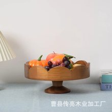 实木收纳盘ins田园风托盘复古圆形创意托盘蛋糕水果点心甜品台