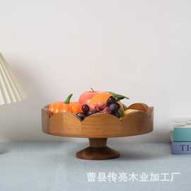 实木收纳盘ins田园风托盘复古圆形创意托盘蛋糕水果点心甜品台