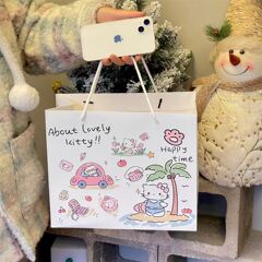 Xiaohongshu Kitty Cat High-Quality Large Capacity Handbag Festival Gift Gift Bag Exquisite Cartoon Creative Style