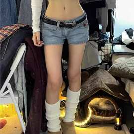 mm710#【非实拍】美式复古辣妹低腰牛仔超短裤女高街包臀显瘦热裤