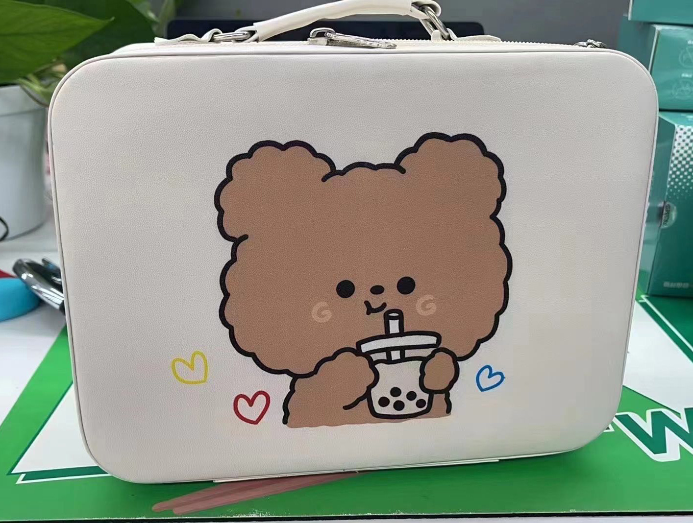 Beige milk tea bear large mirror