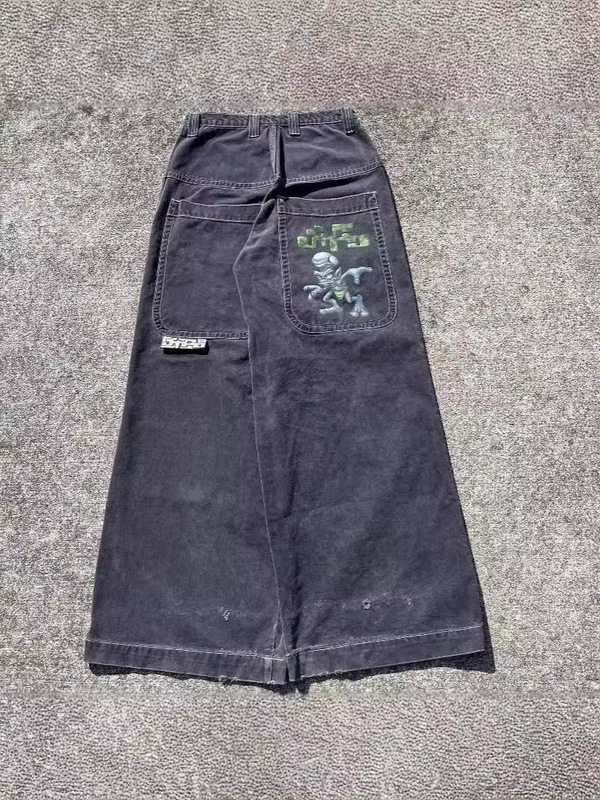 JNCO Hip Hop Loose Print Jeans Gothic Straight Men's Wide Denim Patns Fashion Unisex Wide Leg Pants JNCO Hip Hop Loose Print Jeans Gothic Straight Men's Wide Denim Patns Fashion Unisex Wide Leg Pants
