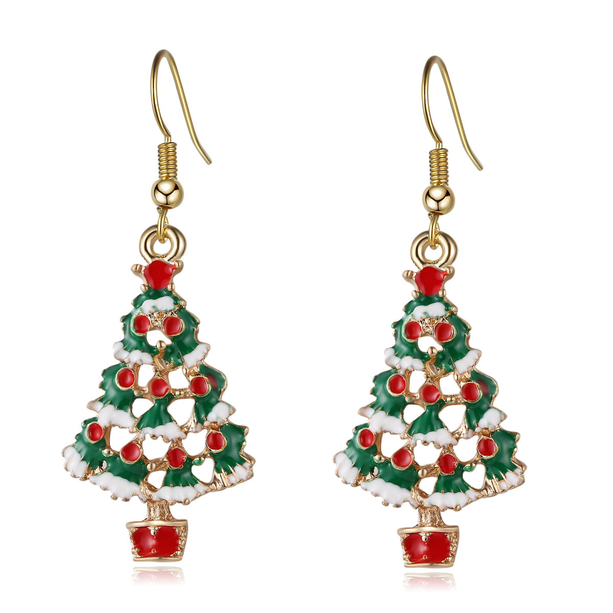 Christmas Tree, Santa Claus, Elk Pattern 1 Pair Christmas Cute Christmas Tree Santa Claus Elk Enamel Alloy Ear Hook