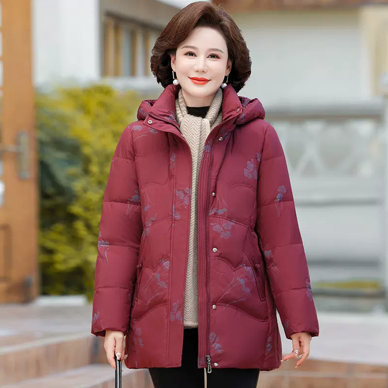 中老年人羽绒服女款妈妈冬季加厚大码老人60岁70奶奶80太太外套