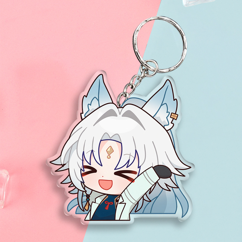 Llavero de acrílico para dibujar pequeños regalos personalizados de doble capa de bricolaje pequeño colgante lindo dibujos animados anime joyería creativa