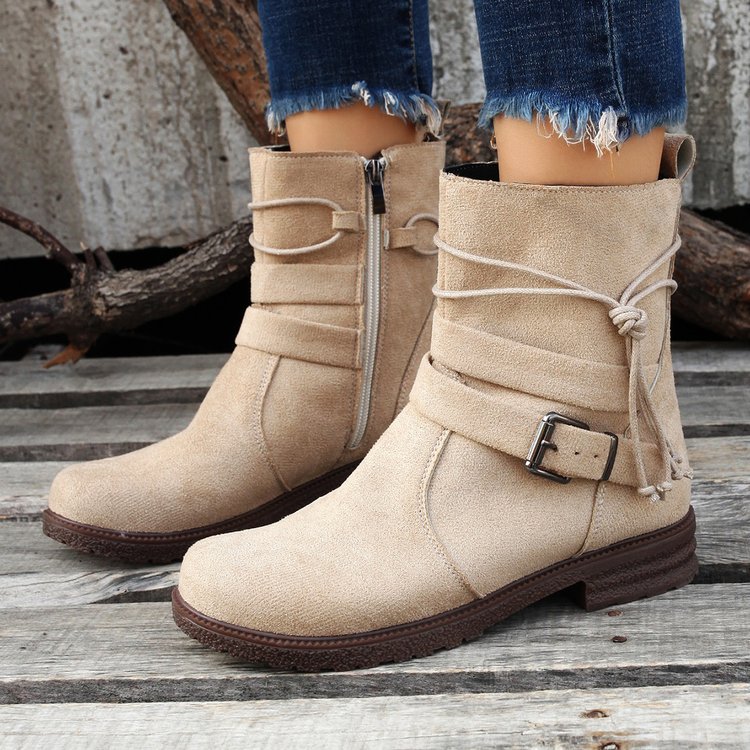 Large size short boots women dress boots autumn and winter new round head retro explosive cotton boots women_voghion.com