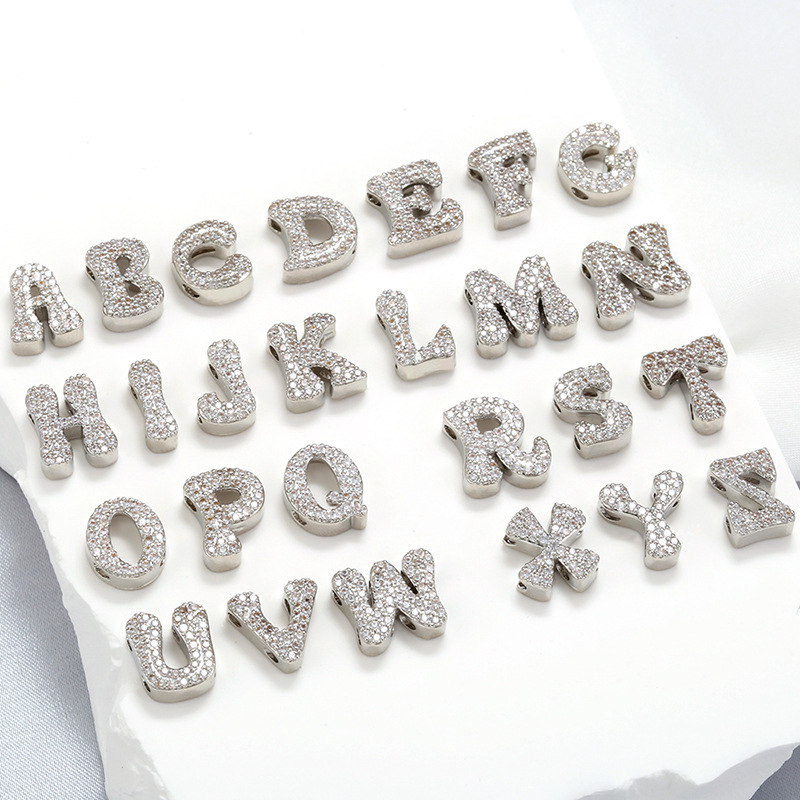 Electroplating Gold Plating Process Copper Brass Zircon Letter Word Pendant DIY Jewelry Accessories