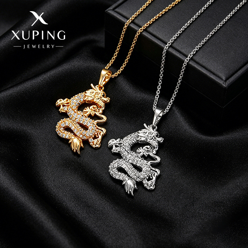 Xuping nuevo collar de dragón de zircon incrustado transfronterizo de Europa y Estados Unidos, moda ligera y lujosa, accesorios de personalidad masculina
