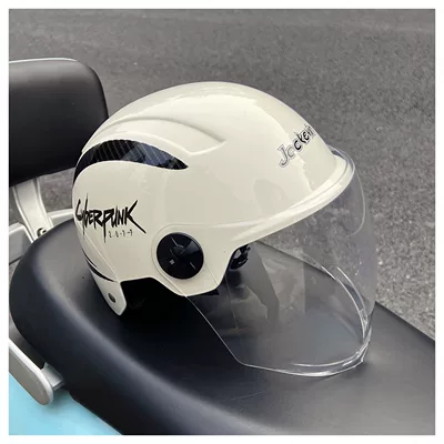 Motorcycle Summer Sun Protection Helmet — Motosiklet kaskı (dəbilqə) - off-white-transparent-long-mirror-one-size-fits-all