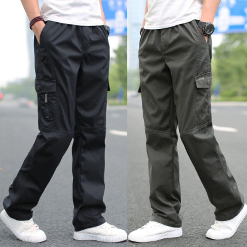Autumn and Winter Fat Pants Men's Casual Pants Extra Large Size Men's Pants Large Sports Pants Outdoor Overalls Pants Cotton