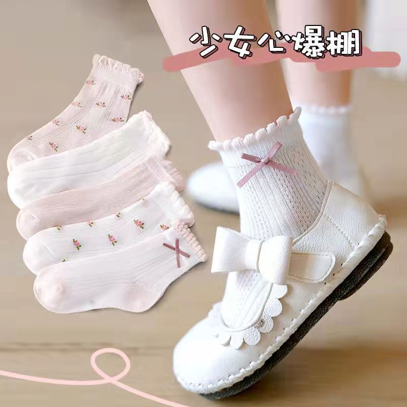 Girls socks autumn thin mesh fairy baby bow Princess cotton socks breathable children socks factory wholesale