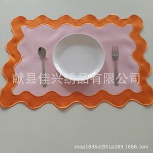 Cross-Border Hot-Selling European-Style Patch Embroidery Placemats Rectangular Table Flags Plate Cloth Coasters Insulation Pads Factory Wholesale