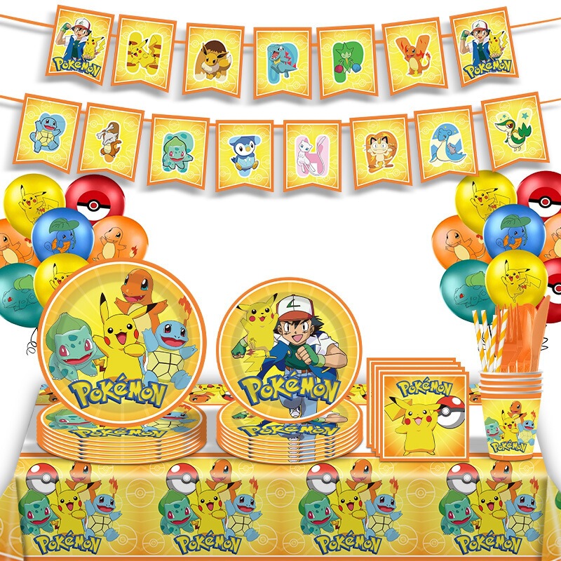 2024 New Pikachu Disposable Paper Plates and Cups Cartoon Pokémon Birthday Party Set Wholesale 2024 New Pikachu Disposable Paper Plates and Cups Cartoon Pokémon Birthday Party Set Wholesale