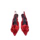 New 2024 Autumn Shallow Mouth Pointed Thin Heel Sandals Women's Red Rose Blossom Back Tie High Heels Women's Shoes