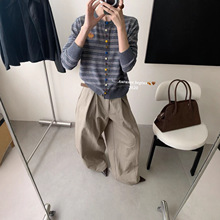条纹针织开衫外套女秋冬装濮院2025新款时尚洋气好看休闲百搭毛衣