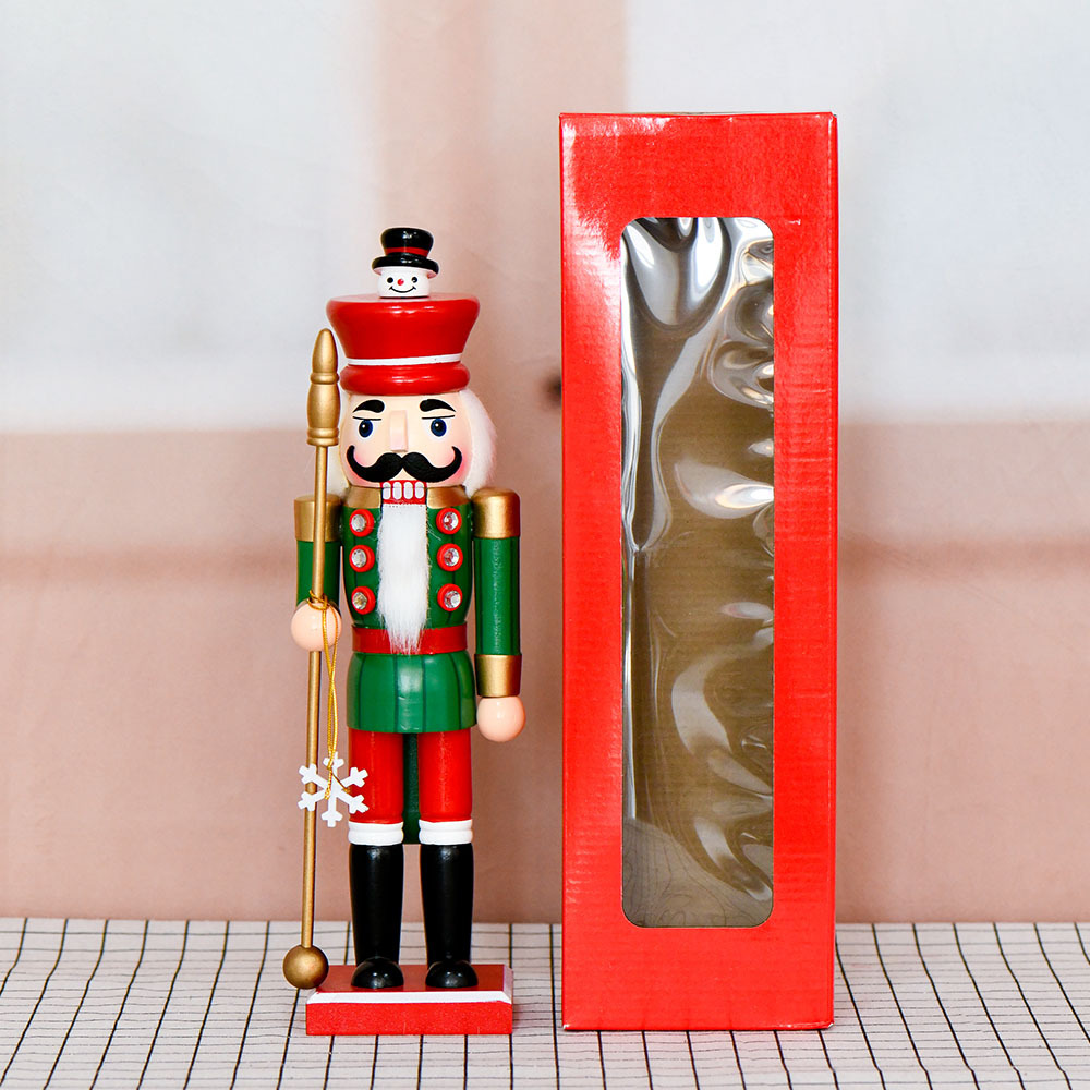 Transfronterizo 35cm pan de jengibre hombre de nieve palo de nuez soldado decoraciones navideñas fábrica de muñecas de madera al por mayor