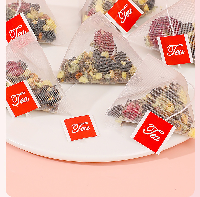 Apple Rose Lotus Leaf Tea Bag Blend with Mulberry Cassia Seed 5g Filter Bags Sugar Free Herbal Tea in use