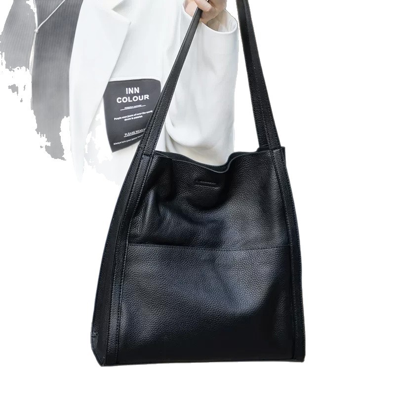 Women's Genuine Leather Tote Bag 2026 New Arrival Large Capacity Commuter Bag Top Grain Cowhide Shoulder Bag Fashion Simple Underarm Bag - Thumbnail 5