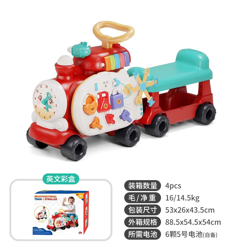 Nuevos productos transfronterizos juguetes de caminantes infantiles multifuncionales tren pequeño carro de mano juguetes recién nacidos para aprender a caminar