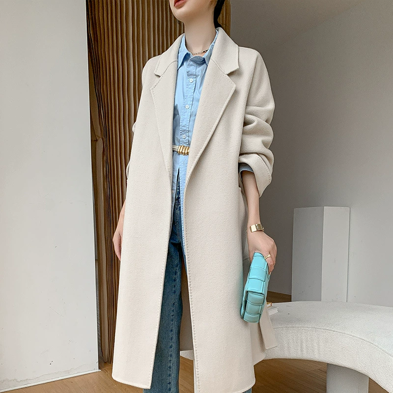 Woolen double-sided demi-season suit, solid coat, 2024 years