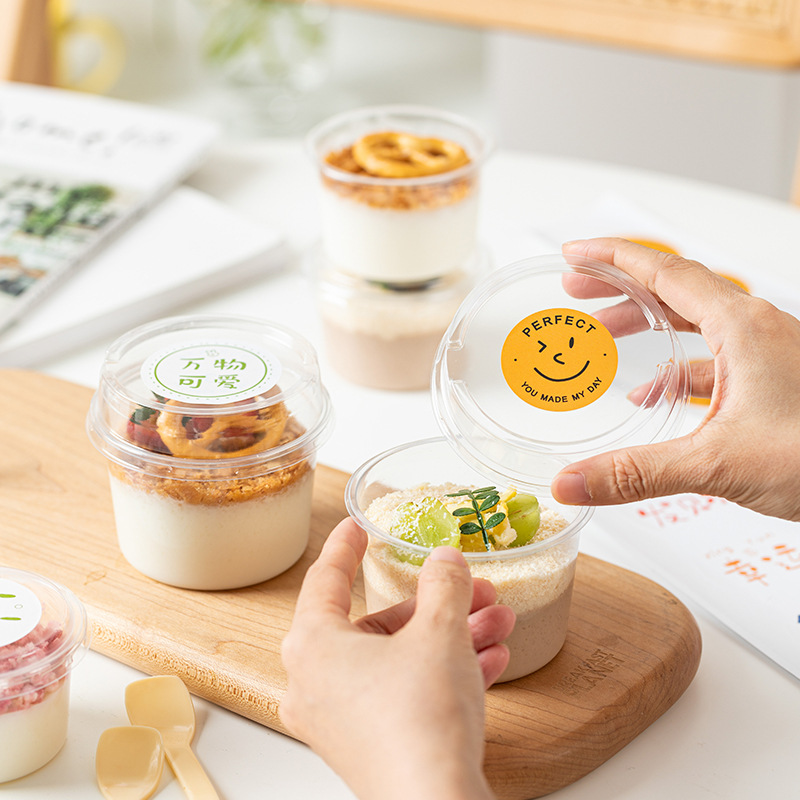 Double-skin milk pudding cup disposable ice cream box yogurt cup jelly bowl dessert plastic packaging box with lid