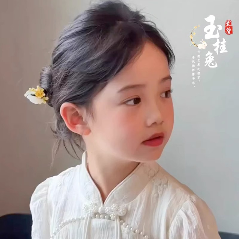 Horquilla de los niños estilo antiguo niñas accesorios para el pelo cara caballo falda Accesorios Estilo nacional horquilla simple ébano palillos Hanfu tocado