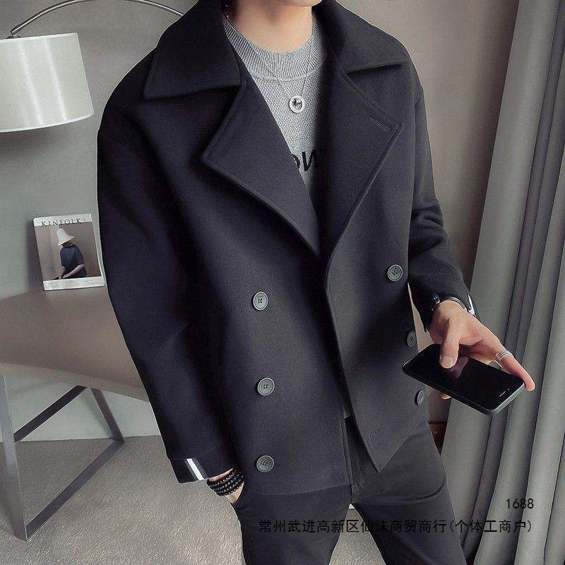 Men's Short Trench Coat, 2026 Autumn/Winter New Style, Trendy and Handsome British Style Wool Coat