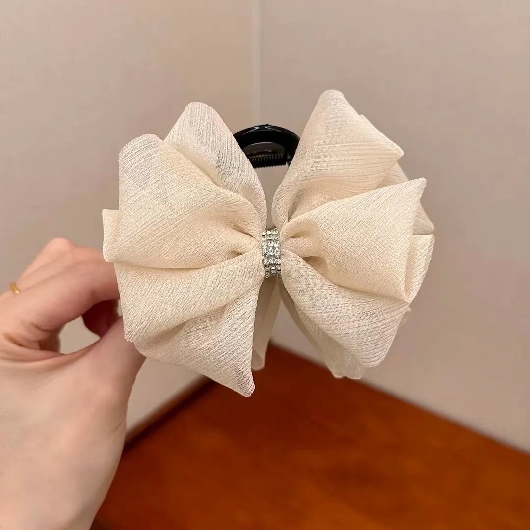 Satín de alta sensación, arco negro grande, clip de tiburón, toque de cabeza, clip de nube, clip de agarre, clip de cabello, tarjeta de cabello de mujer