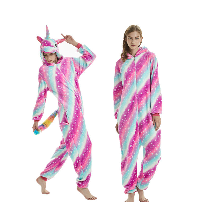 冬のフランネル大人の動物漫画ワンピースパジャマ小さな蜂かわいいカップルスタイル厚みのあるホーム服トイレ|undefined