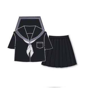 Jk Orthodox Basic Jk Uniform Skirt Set Japanese Student Academy Black Three-Piece Sailor Suit Set Cross-Border
