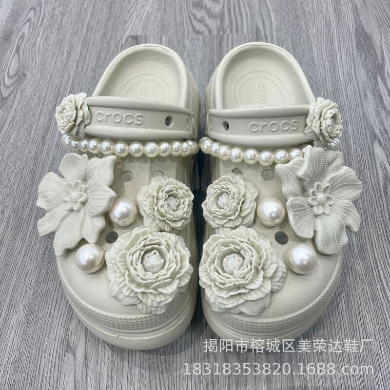 Cross-Border Popular Camellia Flower Bouquet Crocs Shoe Charms DIY Set Decorative Accessories Cross-Border Popular Camellia Flower Bouquet Crocs Shoe Charms DIY Set Decorative Accessories
