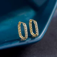 Чистое золото 18K 14K золотые серьги простое золото трехмерные граненые модные дизайнерские серьги чувства золотые украшения 23470