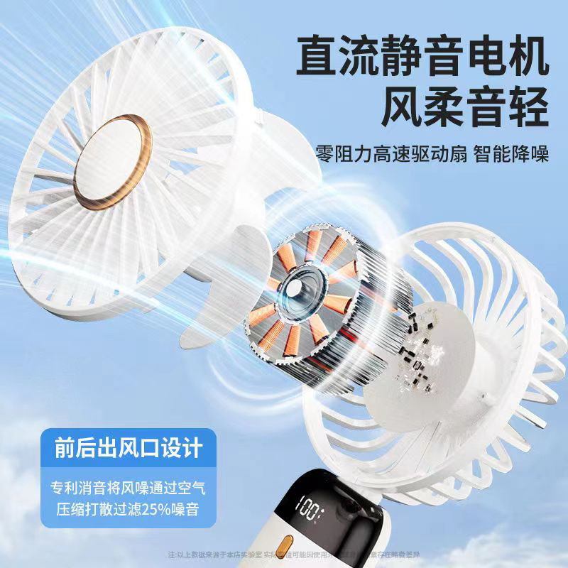Ventilador de mano de modelo privado, modelo explosivo, mini escritorio portátil, ventilador pequeño plegable, pantalla digital, ventilador pequeño silencioso, regalo