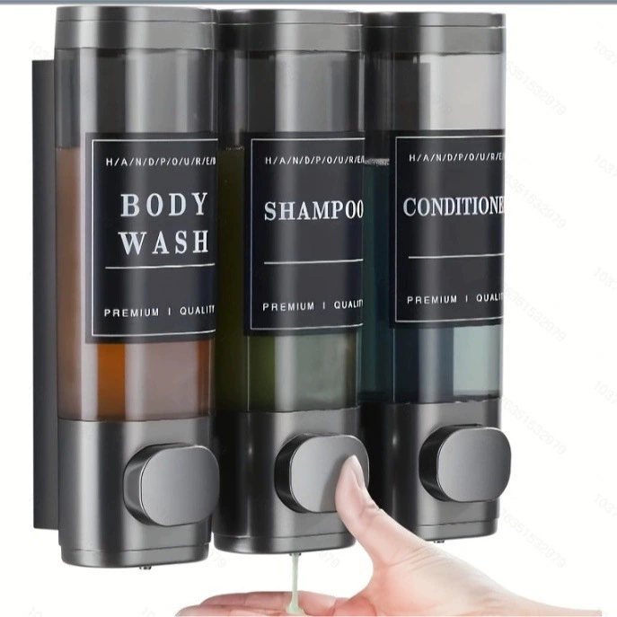 Настенный дозатор мыла с тремя головками, домашняя гостиничная коробка для жидкого мыла, Бесплатная штамповка, ручной отжим для геля для душа