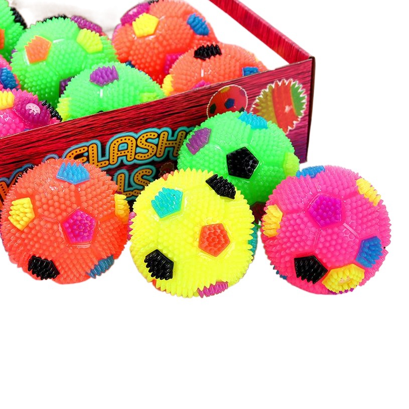 Perro de juguete de sonido luminoso para mascotas Bola de juguete LED de púas de fútbol bola elástica de entrenamiento para mascotas juguete 7,5 cm
