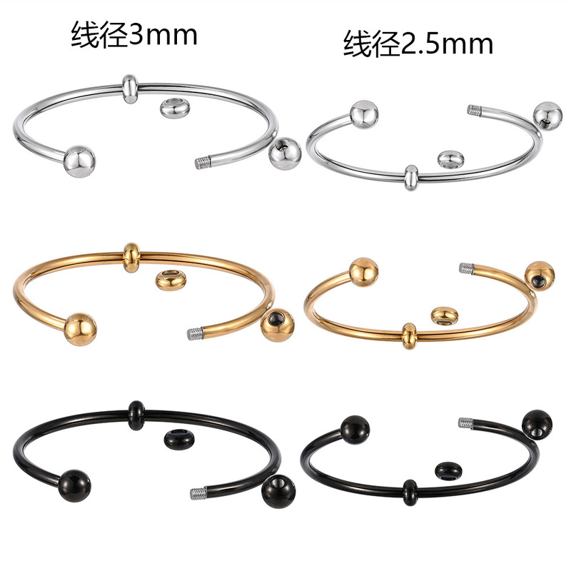 Metal Stainless Steel DIY Hand Jewelry Titanium Steel Waterproof Non-Fading Hose Elastic Opening Universal Beaded Bracelet for Women