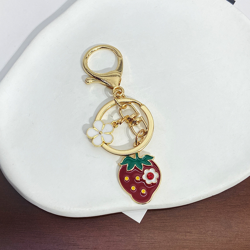 18g Weight Bag Pendant, Keychain Classification 1 Piece Quantity Holiday, Banquet, Daily Occasion Metal Material Strawberry Pattern Unisex Gender Korean Style Style Korean Style Strawberry Metal Unisex Bag Pendant Keychain 7