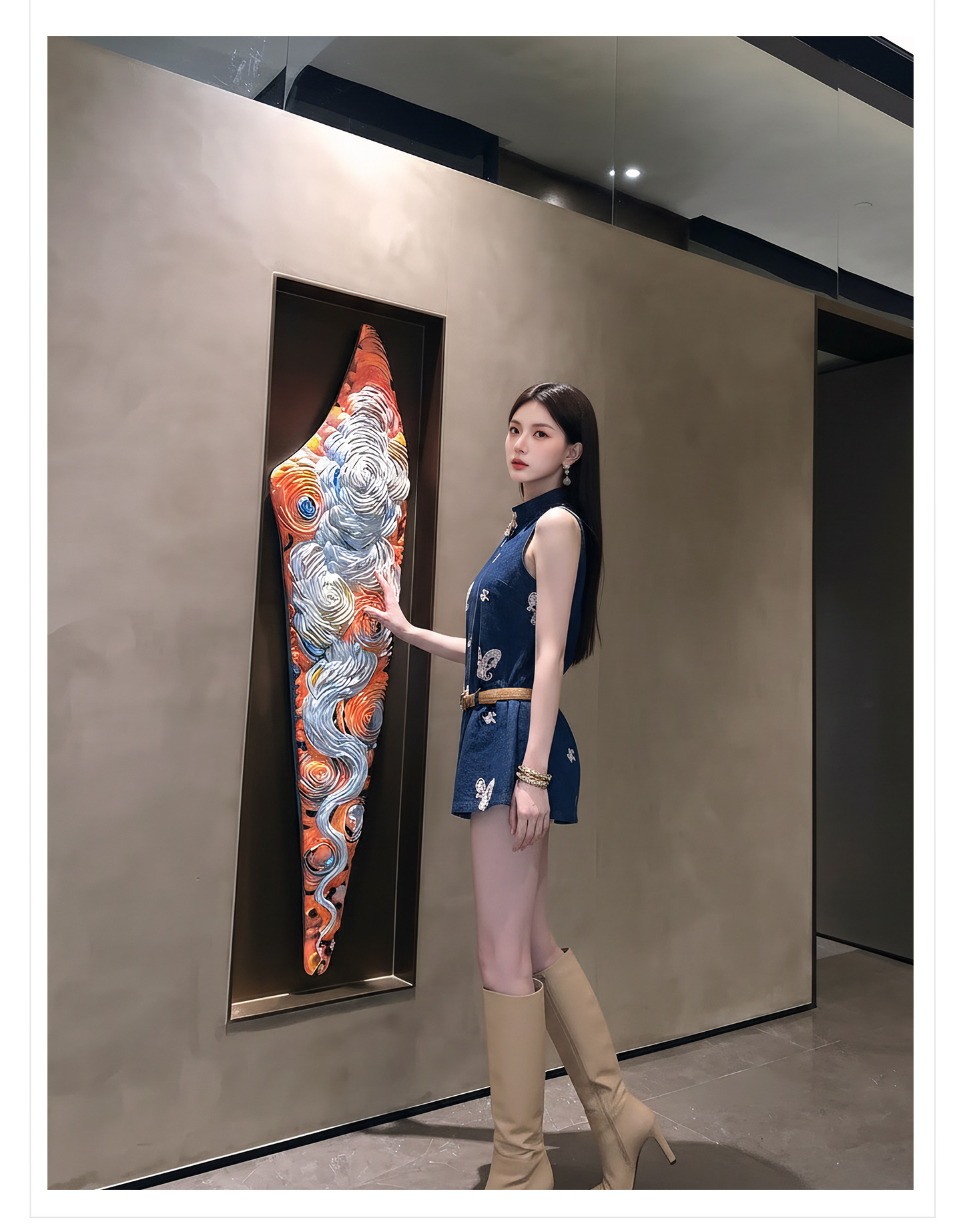 Bộ quần short jean nữ lưng cao kèm áo vest không tay phong cách Tân Trung Hoa — bộ đồ, Trang chủ, quần đùi chi tiết 12