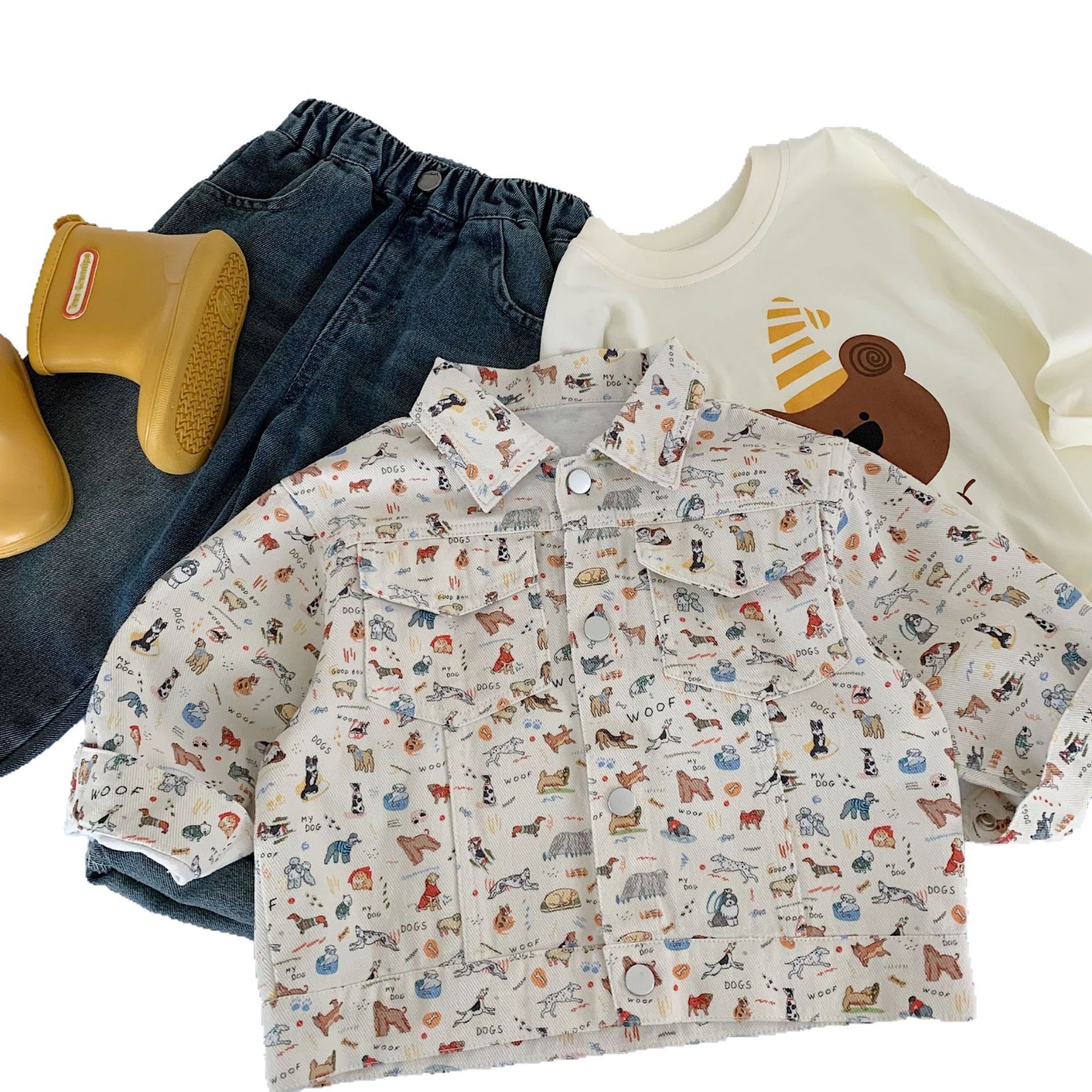 Mai Bao abrigo infantil de otoño 2025 nuevo estilo de impresión encantadora chaqueta de otoño para niños y niñas ropa de moda extranjera bebé