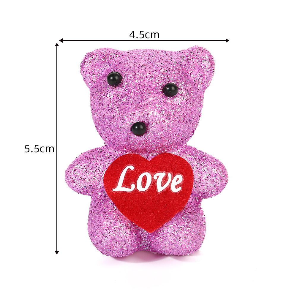 Decoraciones románticas para el día de San Valentín, accesorios de joyería de copa de cristal de flores inmortales, joyería de pentacos, osos pequeños adornos al por mayor